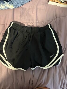 Nike Black Women's Athletic Shorts with White Piping
